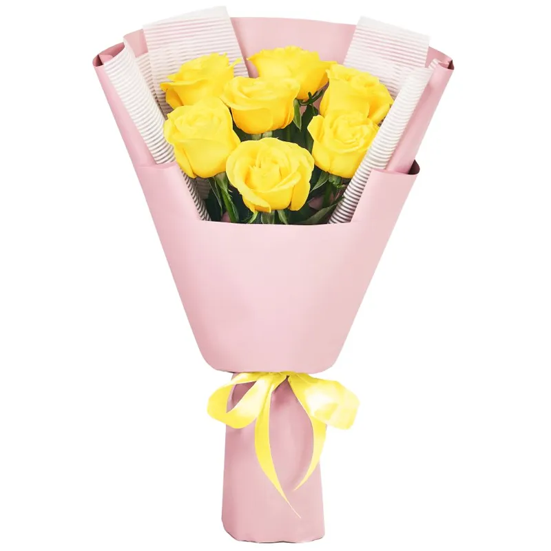 Букет из 7 ярко желтых роз